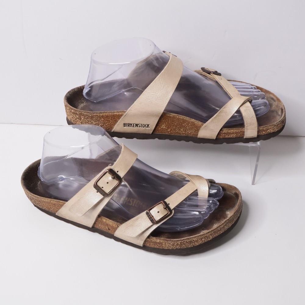 Birkenstock Mayari Birko-Flor Sandals Graceful Pearl White Size 39 8 8.5 *WORN